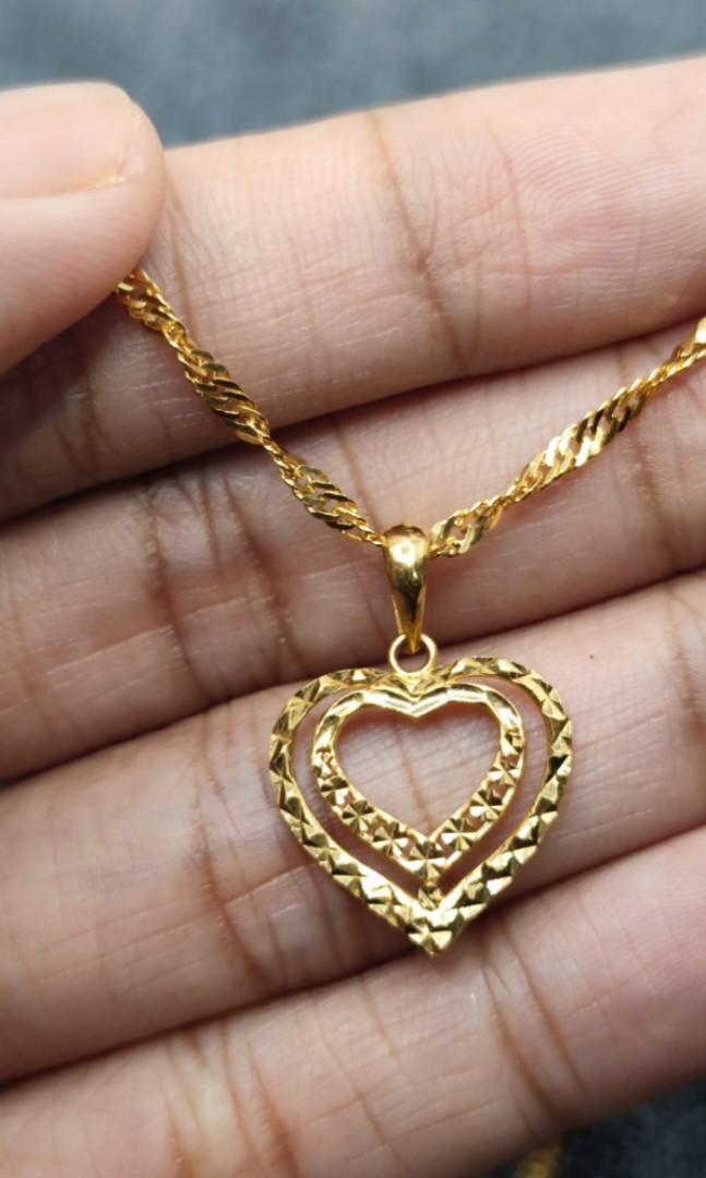 Double Heart Pendant 916 Gold 1.64g Women s Fashion Jewelry