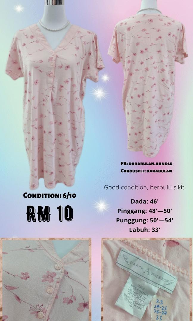Earth Angels Cotton Floral Peach Pink Nightdress Dress Nightwear Nightgown Sleepwear