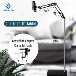 eDSLRs Lazy 2 in 1 Flexible Scissor Arm Dual Mount for Table and Floor Stand with Holder 155cm 175cm for 11" inch Tablet and Phone Live Stream