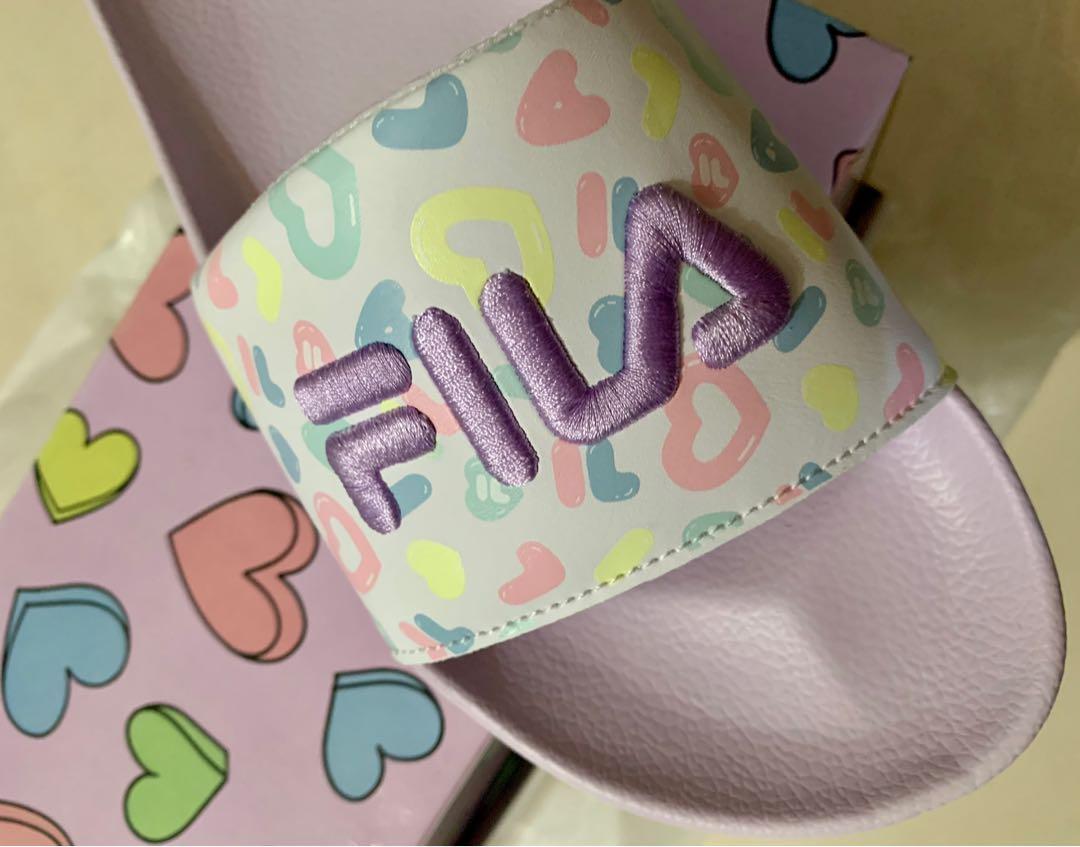 Fila embroidered slides sale