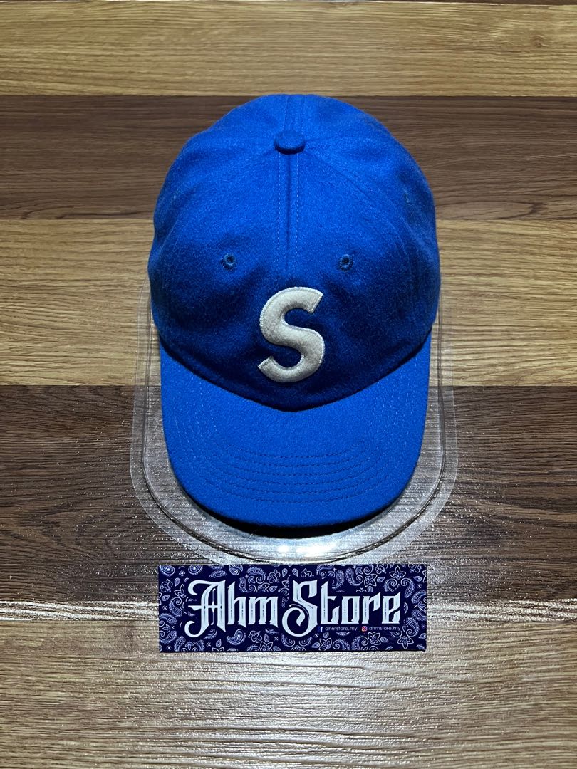 FW21 Supreme Wool S Logo 6 Panel Cap Blue ( Loro Piana ), Men's