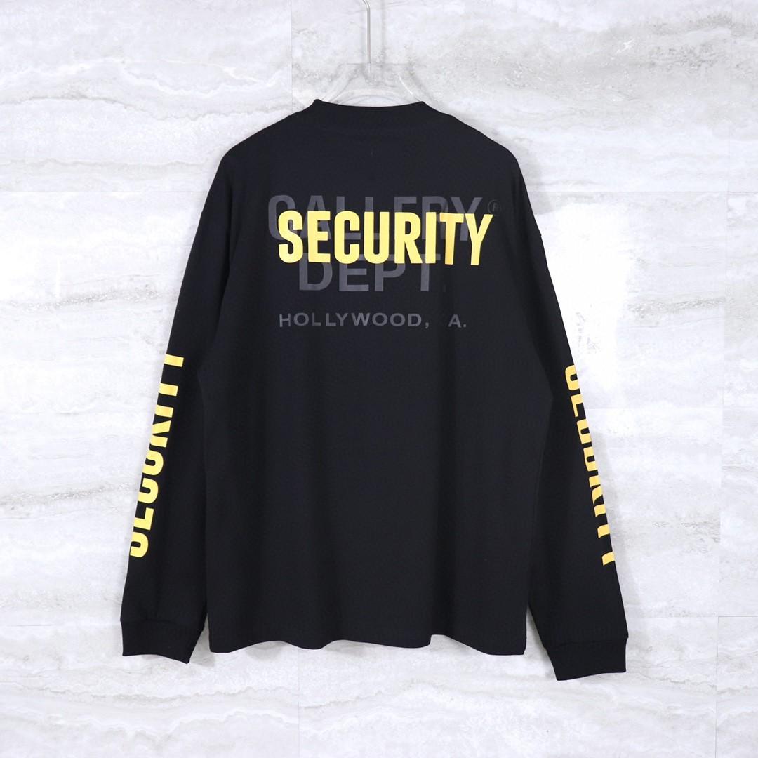 GALLERY DEPT. Security 長袖カットソー XL GALLERY DEPT SECURITY黃標字母印花長袖T桖, 男裝, 上身及套裝, 衛衣