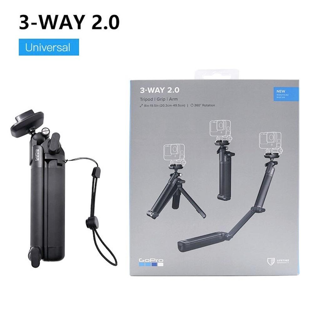 GoPro 3-Way 2.0 Tripod Selfie Stick Hand Grip for HERO 10 9 8 6 7 5 BLACK