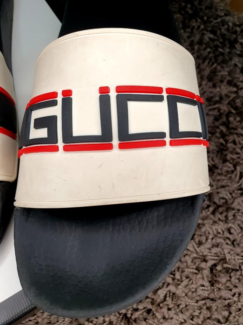 Further Markdown! Gucci Rubber Embossed Logo Pool Slides, Luxury