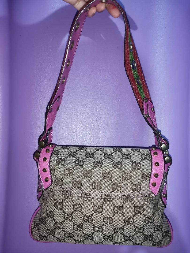 GUCCI Studded Pelham Runway Bag (Category: Luxury Bags & Wallets) located in Butuan. Submitted by yangzzzverzosa (Listing ID 1174855536, Image 3). Description: normal signs of wear 🌺 runway collection 💎 issue: altered 1 metal stud on the right side 🧿 small size 🌸.