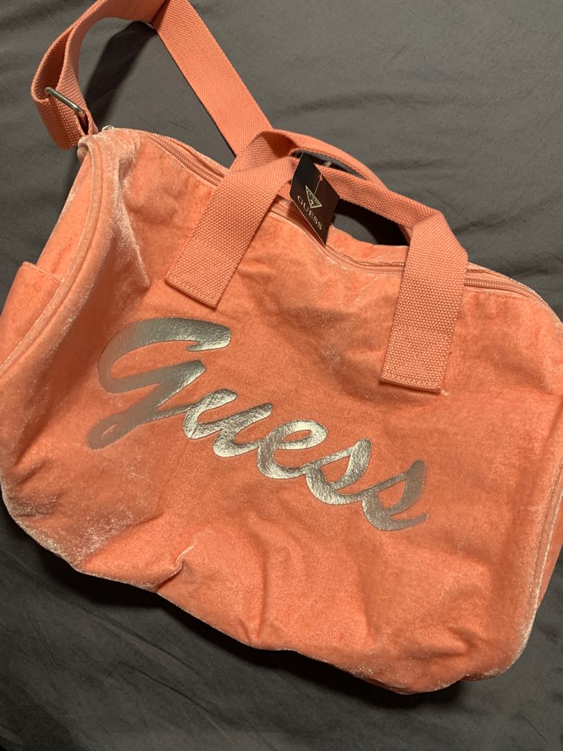 GUESS baby pink duffel bag, Women's Fashion, Bags & Wallets, Beach Bags
