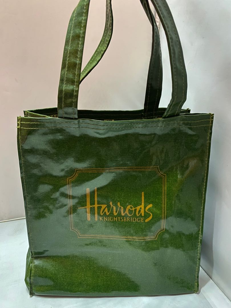 Harrods Harrods Green Mini Tote Canvas backed plastic 