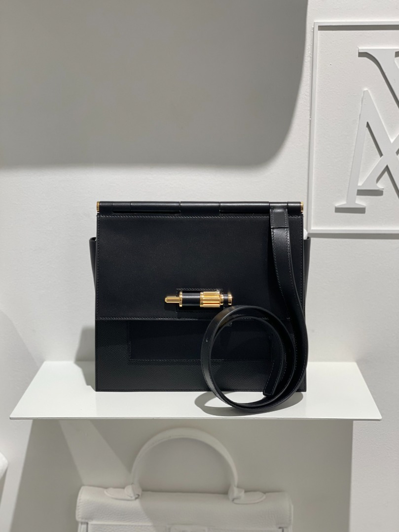 Hermes Sacabar 25 Black Epsom with Swift GHW SG Women s