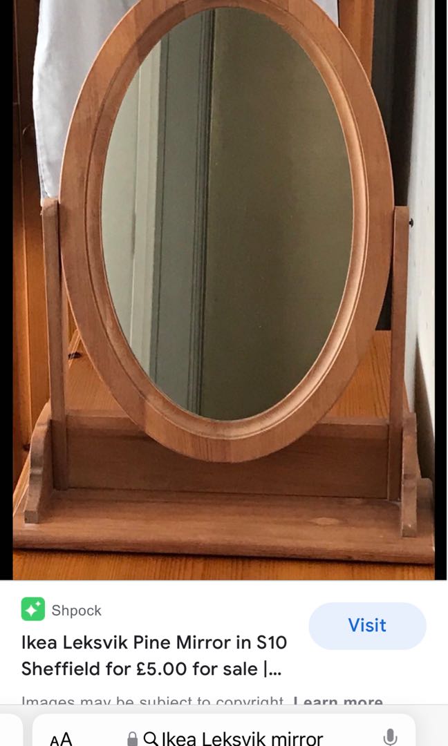 IKEA Pinewood Levisk oval mirror, Furniture & Home Living, Home Decor