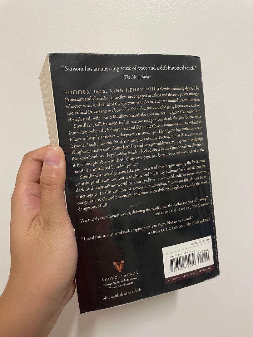 Lamentation by C.J. Sansom (Category: Storybooks) located in Pasig City. Submitted by kat.declutters (Listing ID 1174829085, Image 2). Description: Lamentation by C.J. Sansom Good condition, perfect for fans of British historical fiction Rfs: decluttering Buy this and Dissolution (also by C.J. Sansom), get both books for 300!.