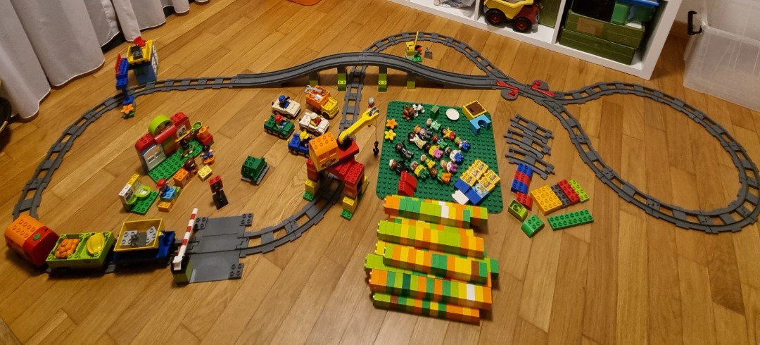 Creative Building Play with DUPLO and Wooden Train Tracks