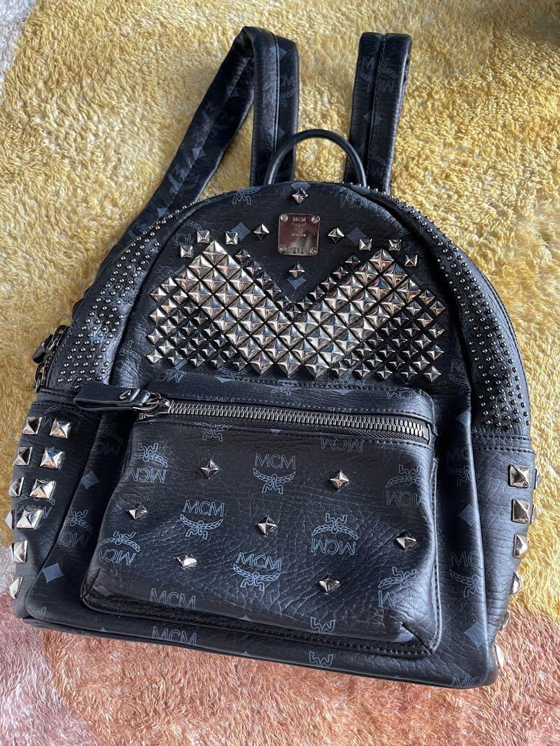 Mcm backpack hotsell black with studs
