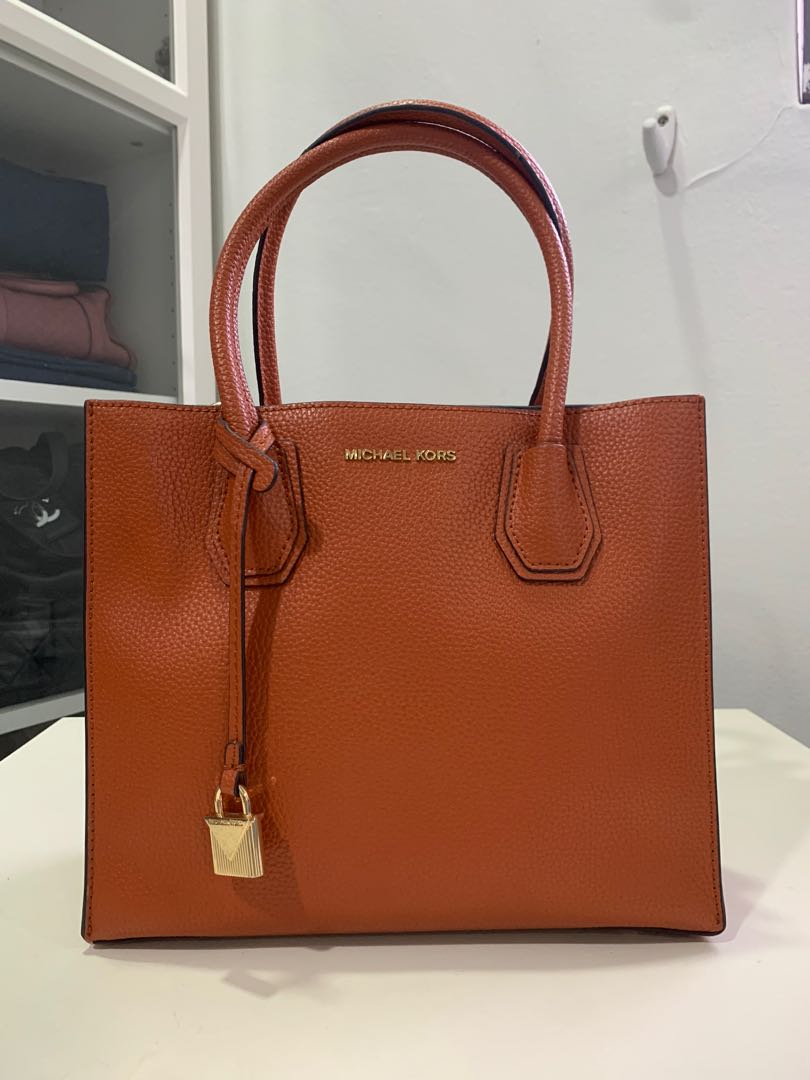 Michael Kors Mercer Medium Pebbled Leather Crossbody Bag in Orange - One Size