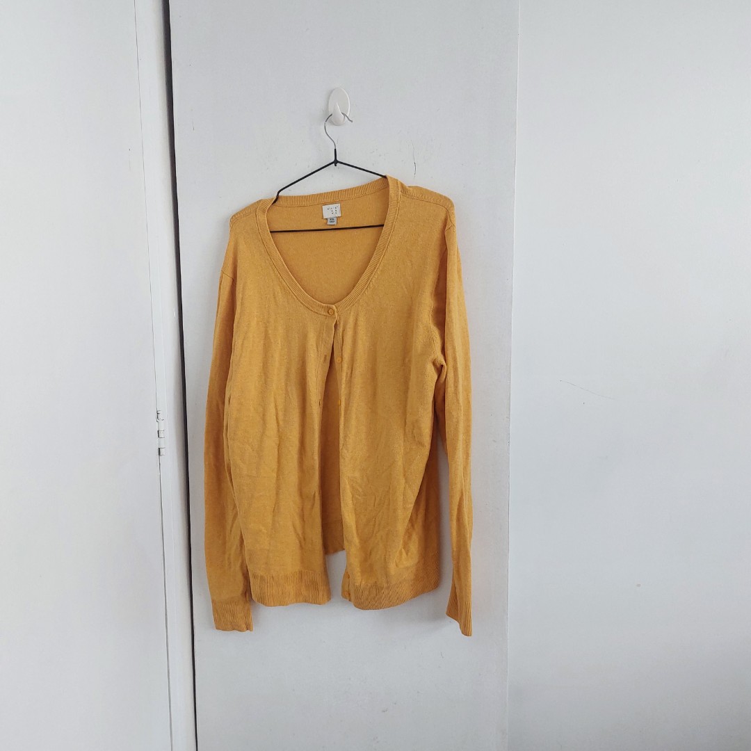 Mustard Yellow Cardigan (Plus Size), Women's Fashion, Coats, Jackets