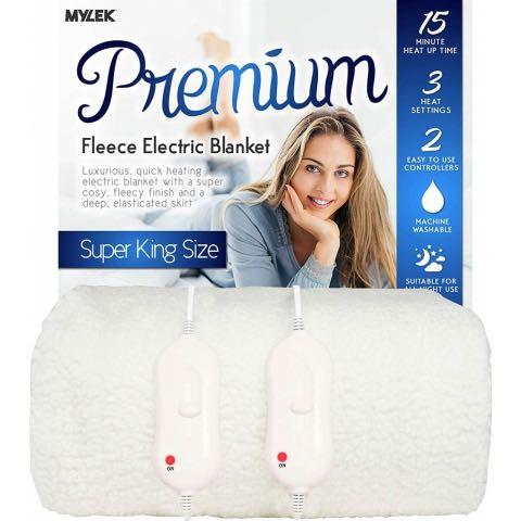 MYLEK Fully Fitted Super King Fleece Electric Blanket, Furniture u0026 Home  Living, Furniture, Bed Frames u0026 Mattresses on Carousell