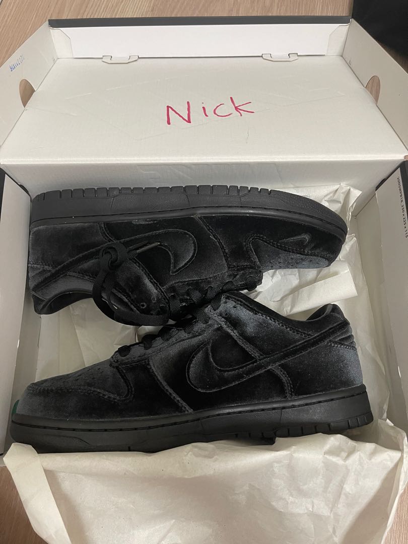 Nike Dunk Low Dover Street Market Triple Black Velvet Men s