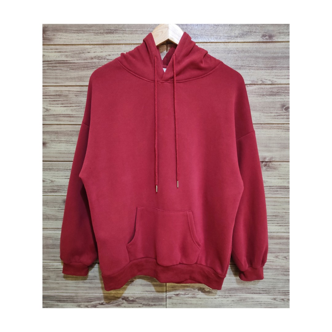 Plain Red Velvet Hoodie Jacket, Men's Fashion, Coats, Jackets and