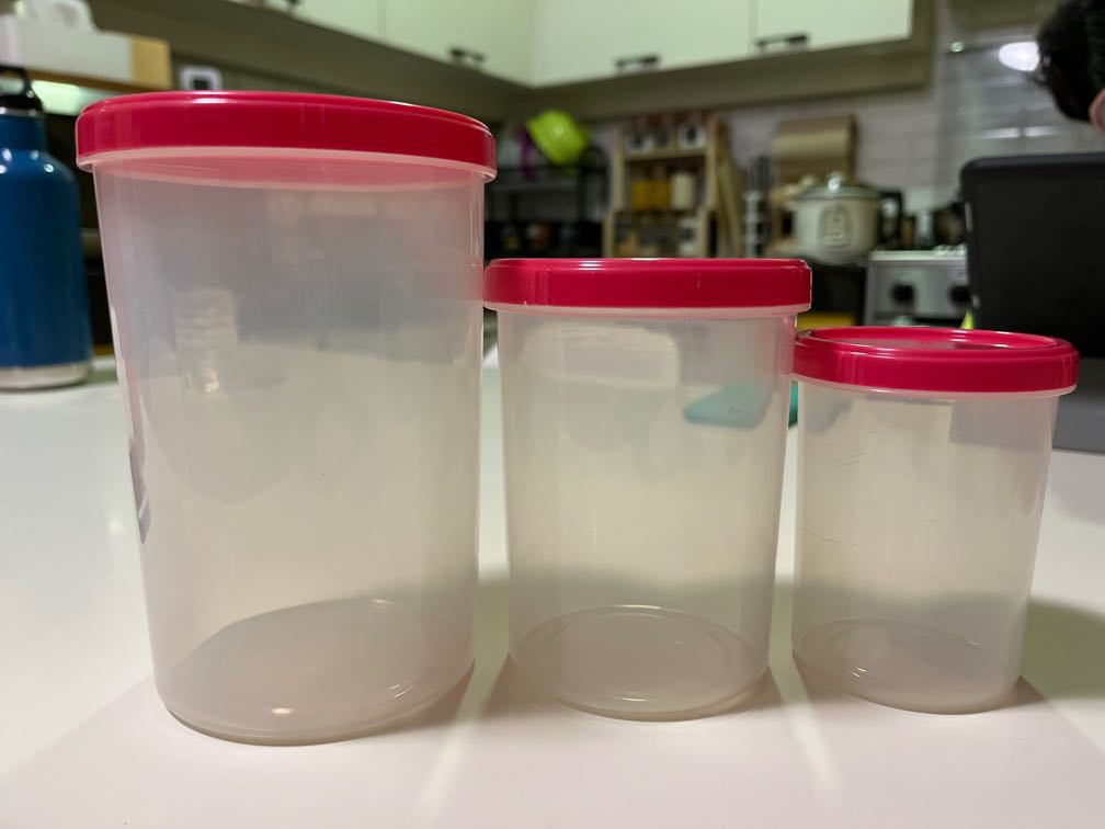 Plastic Container Set of 3, Furniture & Home Living, Kitchenware