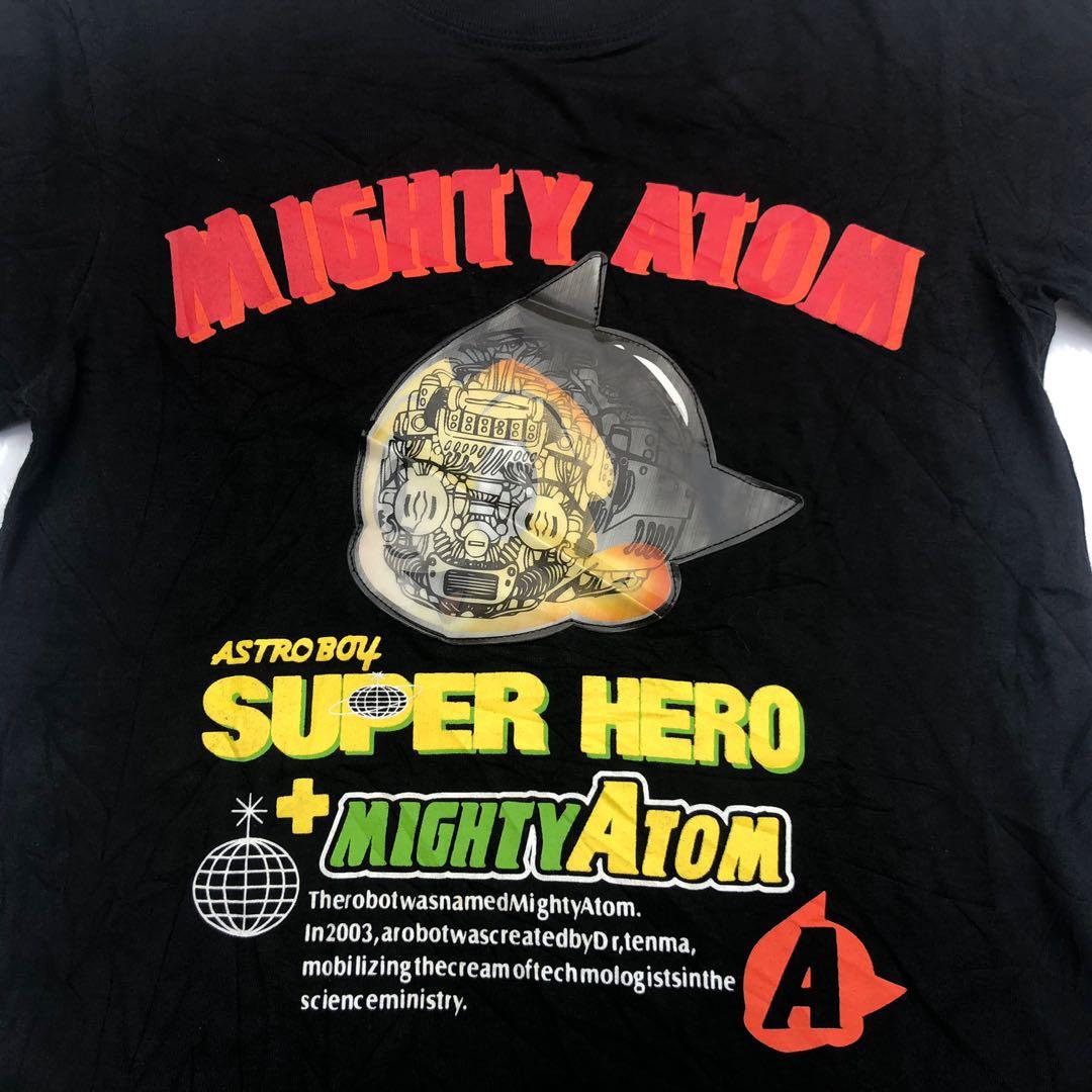 PO MIGHT ATOM ASTRO BOY HOLOGRAM FACE PATCH LOGO BLACK T SHIRT SMALL