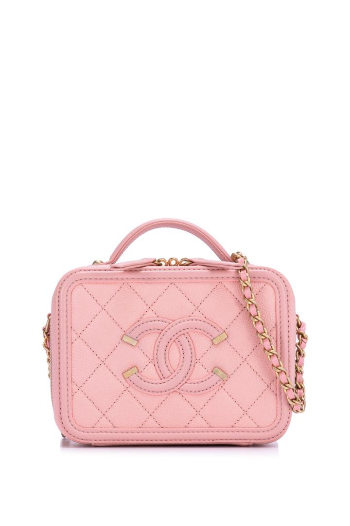 Pink chanel vanity hot sale case