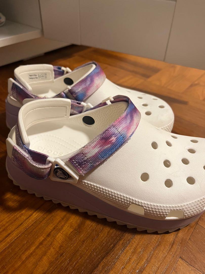purple platform crocs