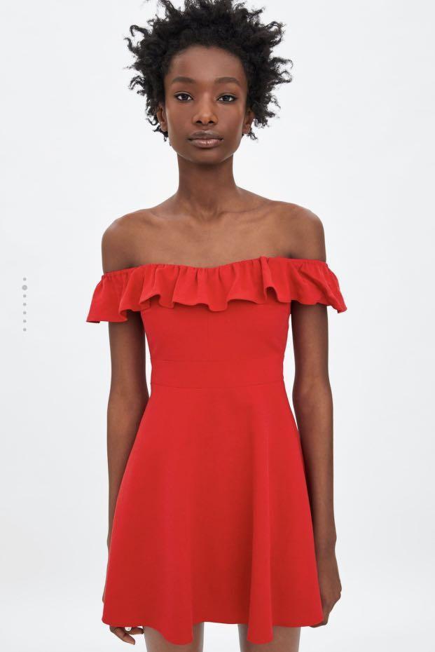 Red off shoulder zara dress Women s Fashion Dresses Sets
