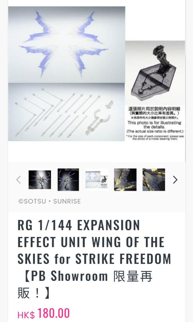 RG 1/144 EXPANSION EFFECT UNIT WING OF THE SKIES for STRIKE FREEDOM, 興趣及遊戲, 玩具 & 遊戲類 Carousell