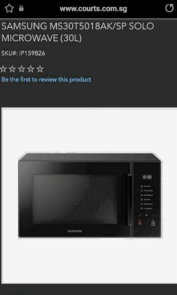 microwave oven samsung size