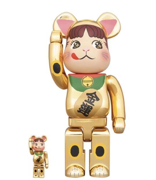 SKTOYS 保價保單》BEARBRICK 招財猫不二家牛奶妹ペコちゃん金運 