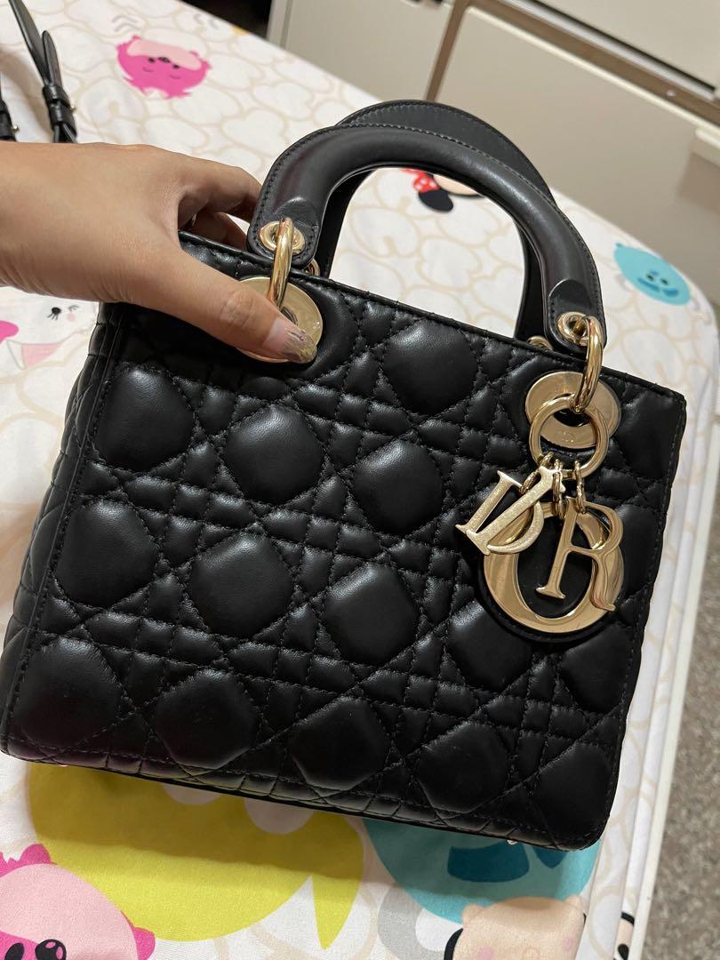 Mini lady dior hotsell bag black cannage lambskin
