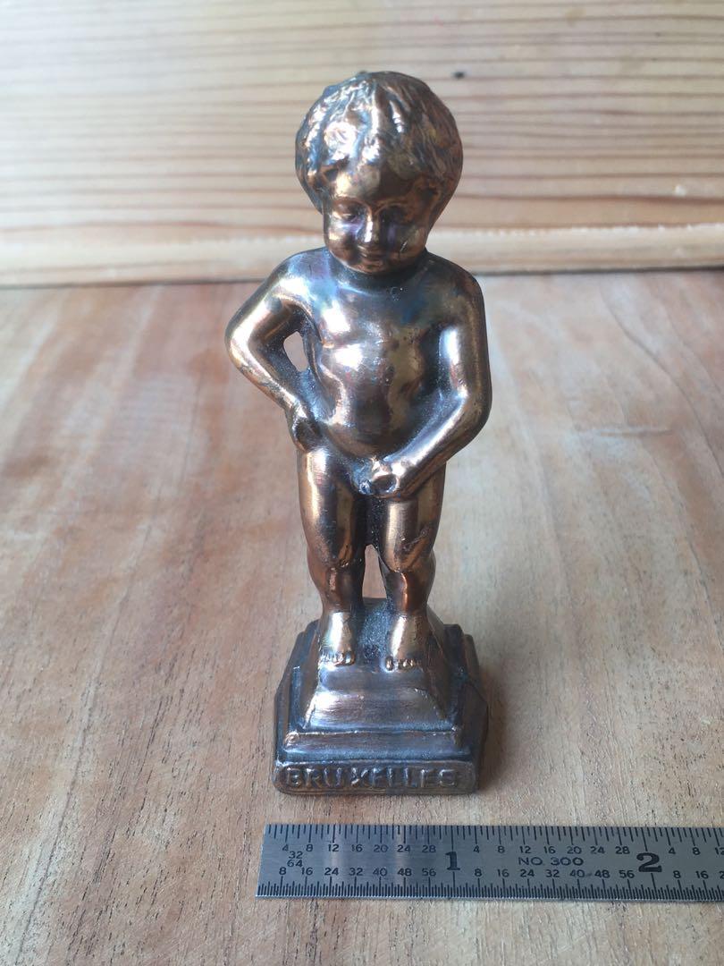 Solid Copper Bruxelles Monnekun Pis Statue Dutch Brussels Peeing Boy