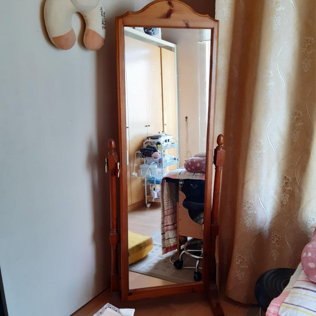 Antique Teak Wood Floor Mirror, Furniture & Home Living, Home Decor, Mirrors on Carousell