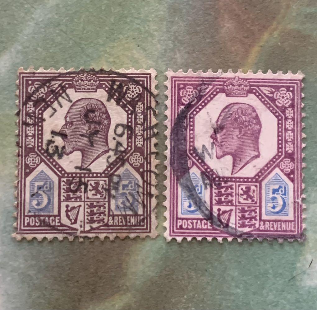 UK King Edward stamp 5d big shade difference, Hobbies & Toys