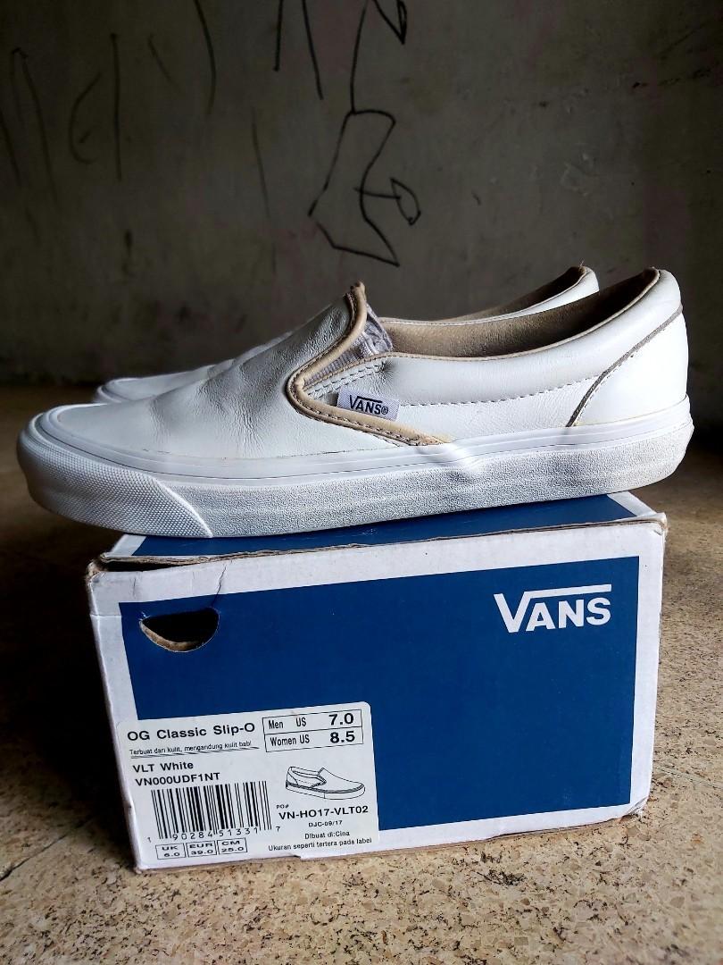 Vans Vault OG Classic Slip On LX VLT White Size 39 Leather Rare Item
