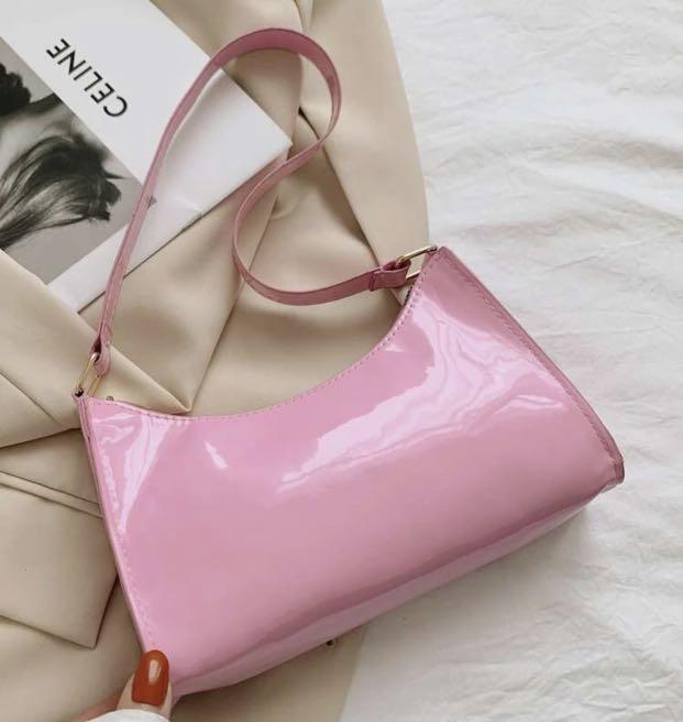 Sale 7.7 Y2k Pink Glossy Baguette Bag aesthetic