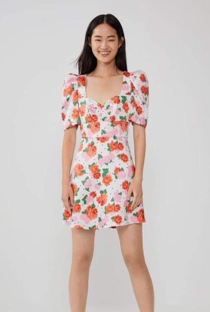 ZARA FLORAL PUFF SLEEVE DRESS, Women's 