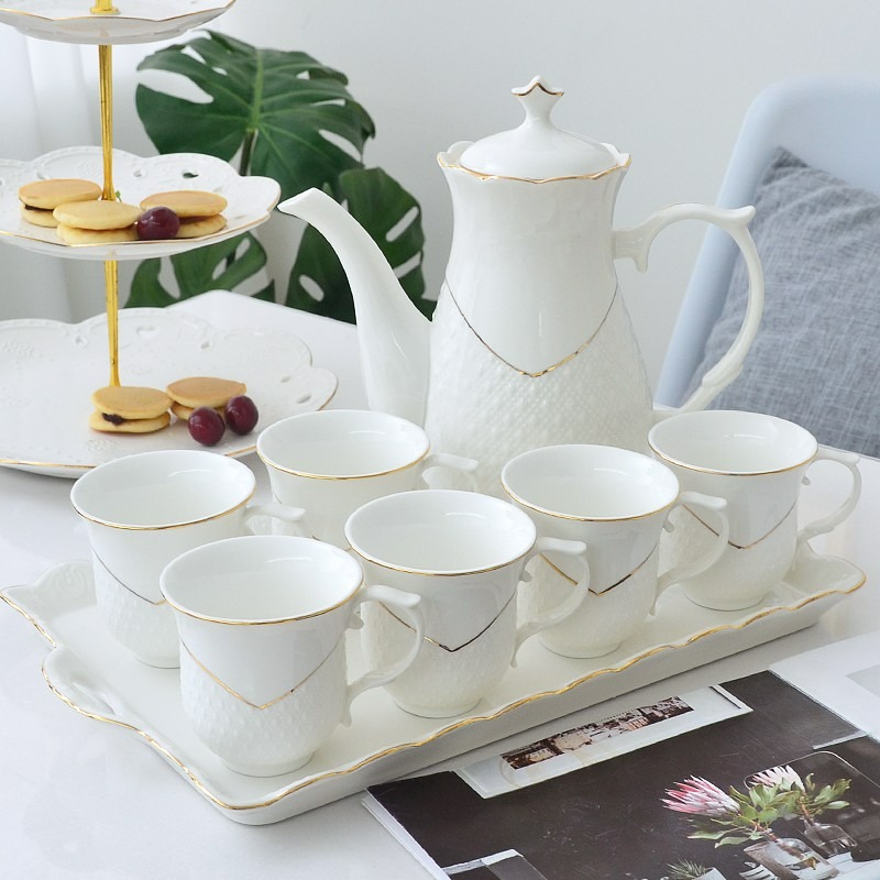 [1085] Mariana Teapot Set Jug Teko Cawan Hi Tea (White), Furniture ...