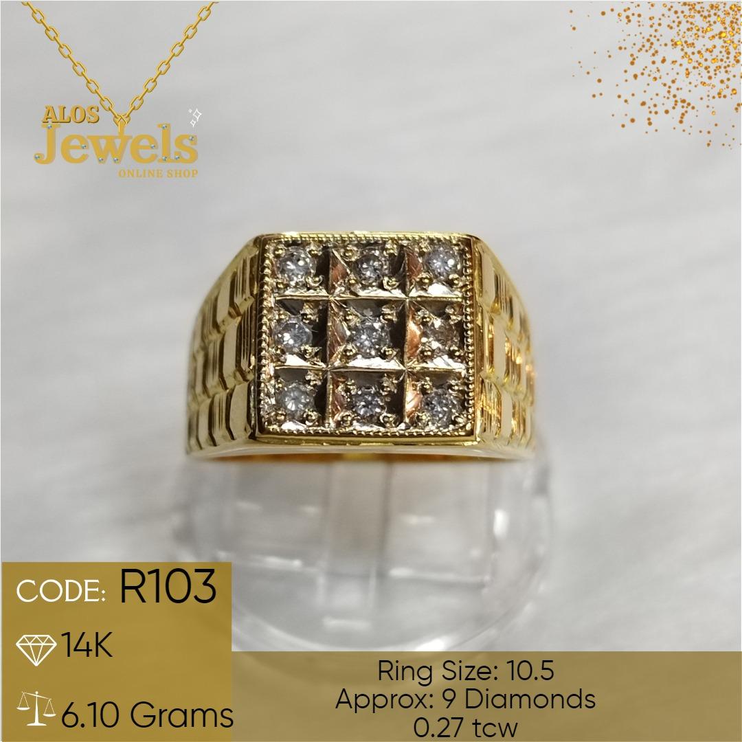 14K Men s Gold Ring with Real Diamonds Women s Fashion Jewelry