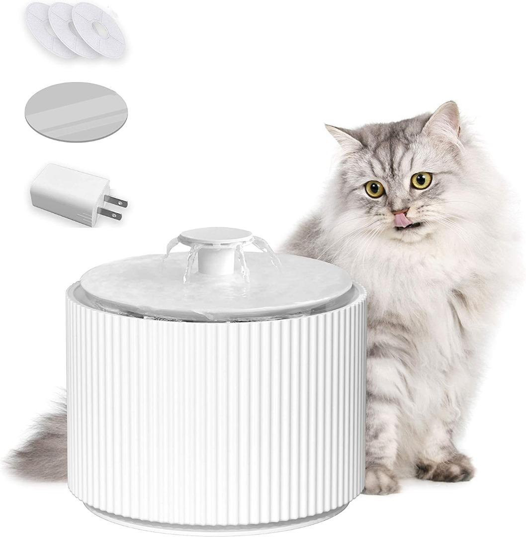 WEGOLIMME Cat Water Bowls Fountain Stainless Steel 2.5L Pet Drinking Fountain Dog Automatic Water Dispenser with LED Light and 8 Replacement Filters 