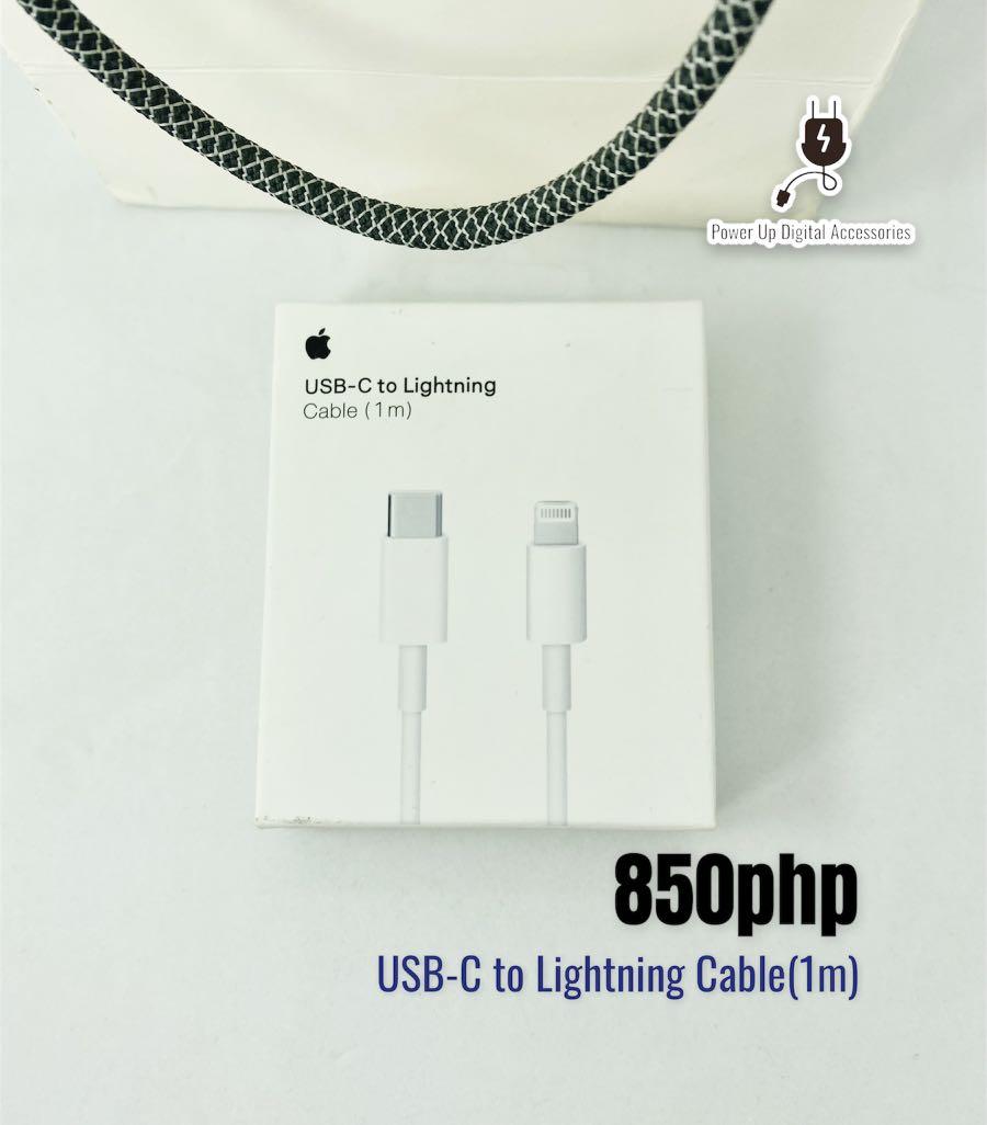 Apple Certified💯Type C Cable 1m Cable/ USB C Cord 2m 20W Adapter (Category: Chargers & Cables) located in Quezon City. Submitted by camille96 (Listing ID 1175035381, Image 1). Description: Original Apple Guaranteed ☑️ PRICE LIST Adapter •20 watts adapter-999php •18 watts adapter- 950php •12 watts adapter- 850php Cable •Usb-C to Lightning(Type C Cable)- 850php •1m cable Lightning to Usb- 790php •2m cable Lightning to Usb- 850php •Usb-C to C Cable