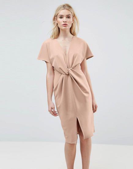Asos design twist midi dress with kimono sleeve sales