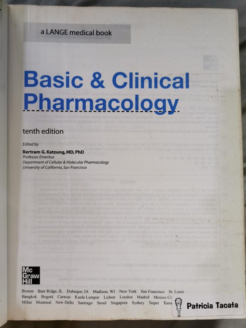 Basic and Clinical Pharmacology (Category: Textbooks) located in Manila. Submitted by cheps24 (Listing ID 1174908342, Image 2). Description: Basic and Clinical Pharmacology by Katzung. 10th edition.