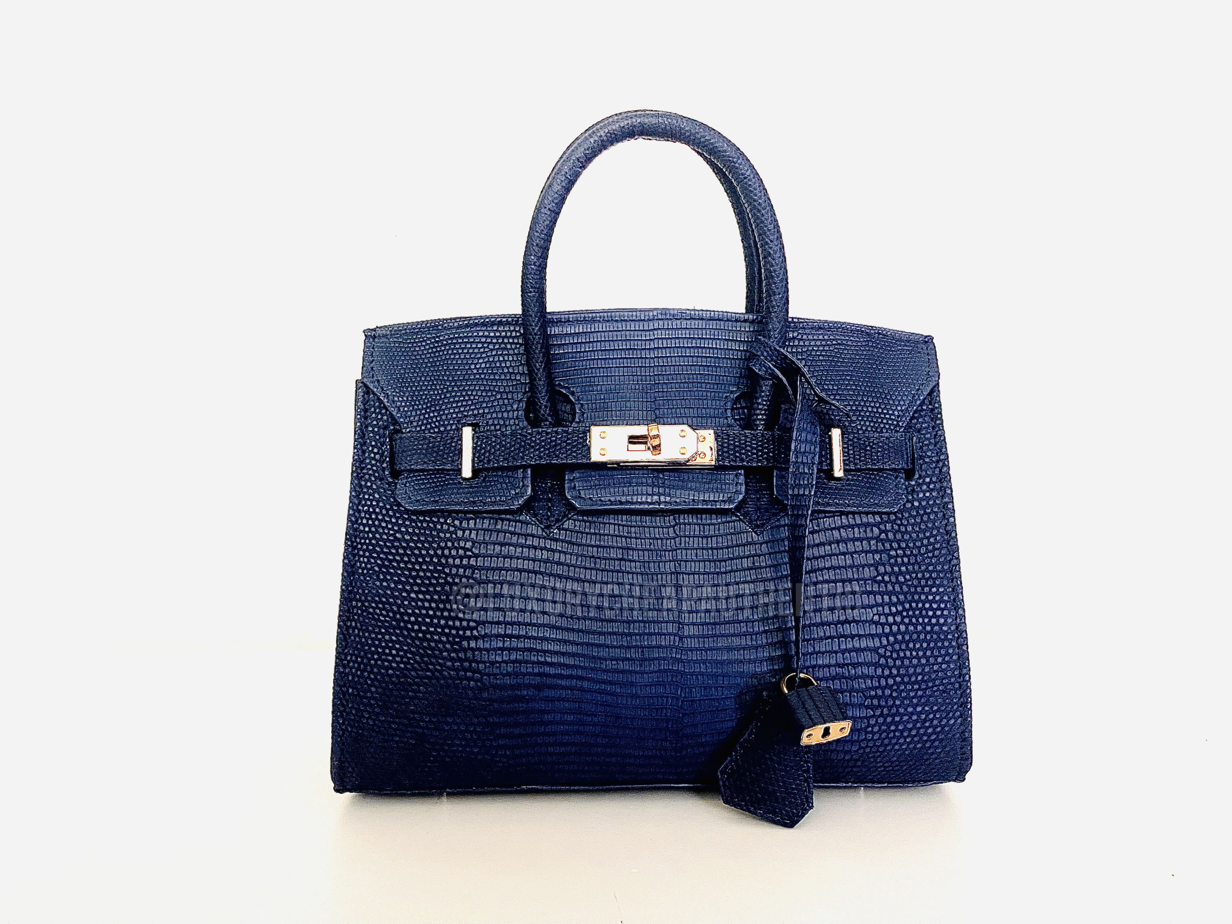Birkin Exotic Lizard Leather in Midnight Blue Luxury Bags