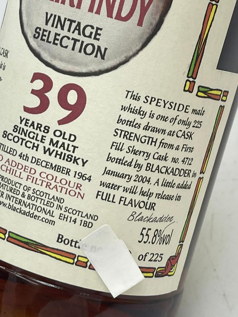 Blairfindy 1964 39 years Single Malt Whisky 700ml Blackadder 限量