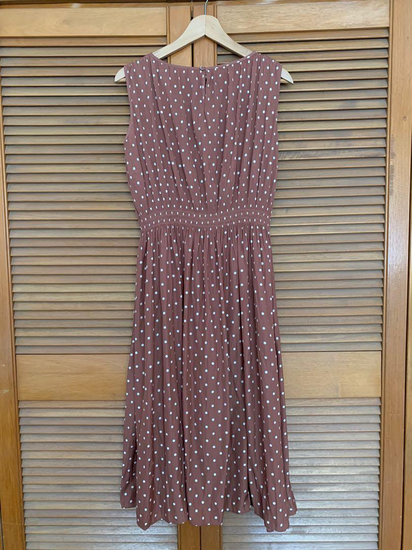 brown gingham dress uniqlo Women's Linen Blend V Neck Dress (Short Sleeve, Gingham)