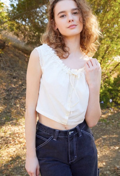 brandy melville cream pointelle top