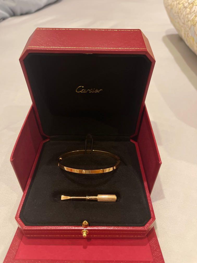 Cartier Love Bracelet Full Set 6 Diamonds 180cm Small Model Rose Gold Women S Fashion Jewelry Organisers Bracelets On Carousell