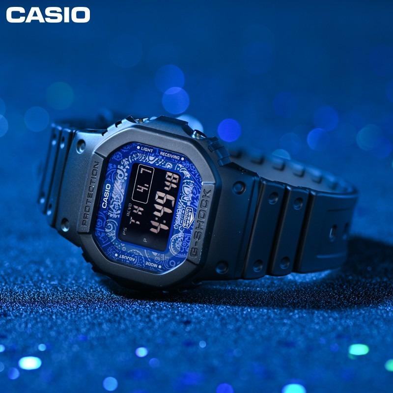 Casio G-Shock GW-B5600BP-1D Origin tough, boldly blue, paisley patterned  Solar Power Bluetooth Mobile Link Smartphone Men's Fashion Sport Watch