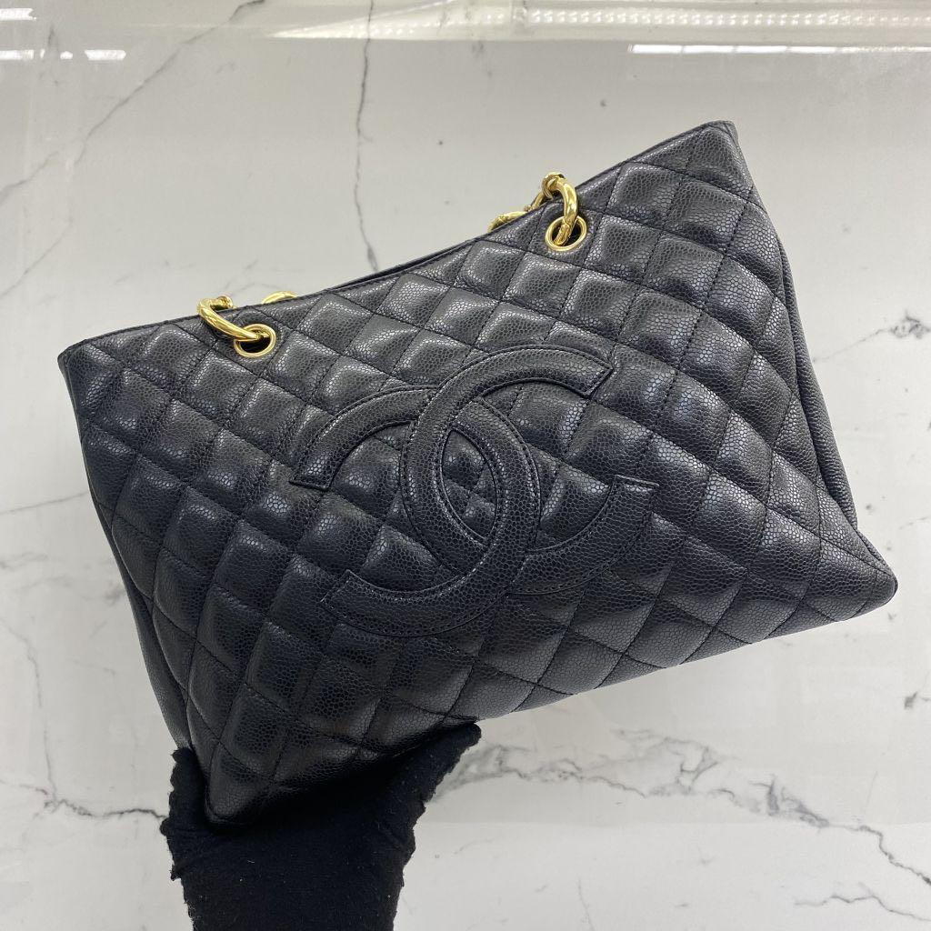 DISCOUNTED] CHANEL CAVIAR SKIN BLACK GST GOLD COLOUR CHAIN NO.13 TOTE BAG  227017851, Women's Fashion, Bags & Wallets, Tote Bags on Carousell