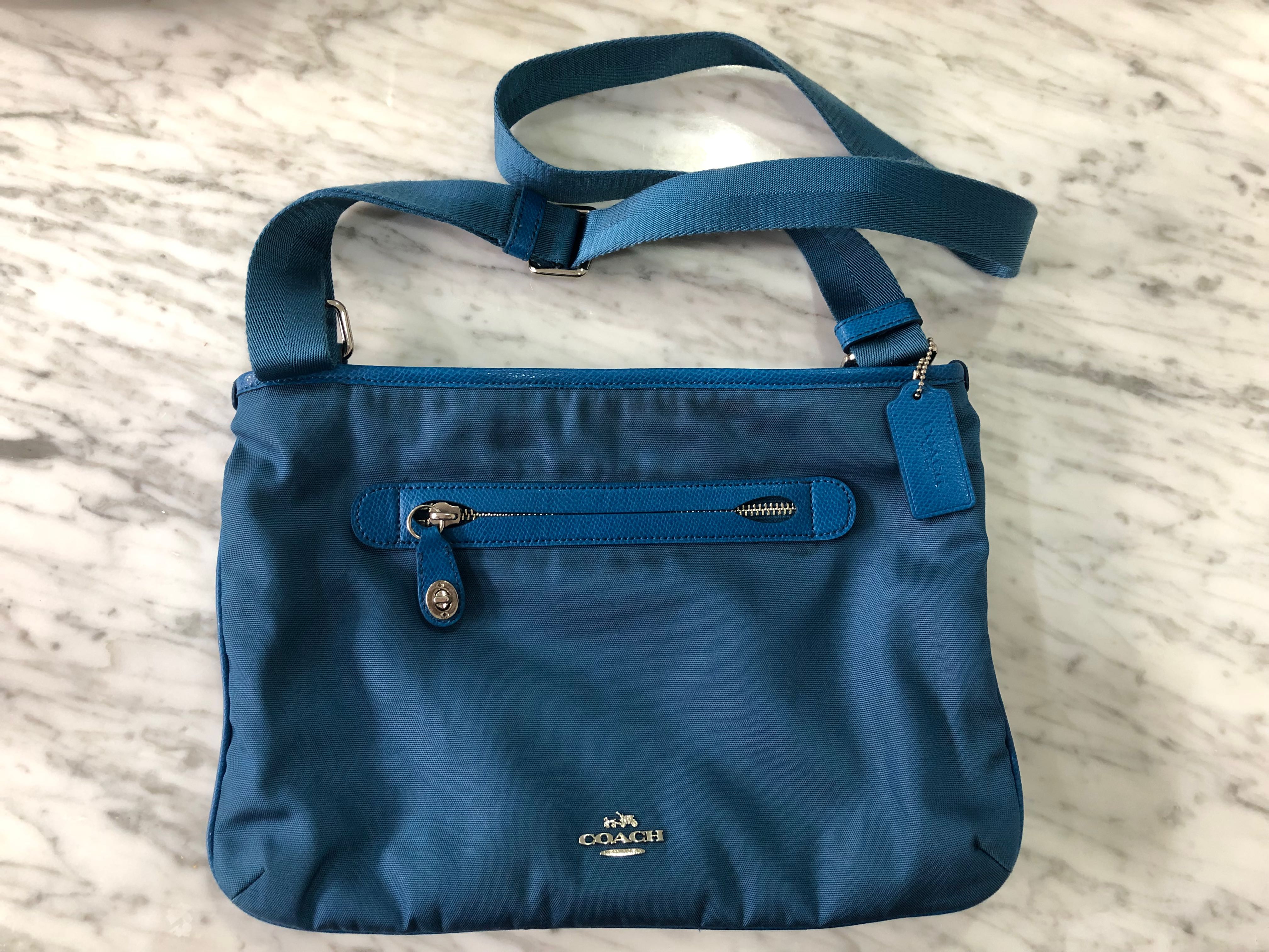 Coach Nylon Crossbody Bag 36707 Peacock Blue, Luxury, Bags & Wallets on